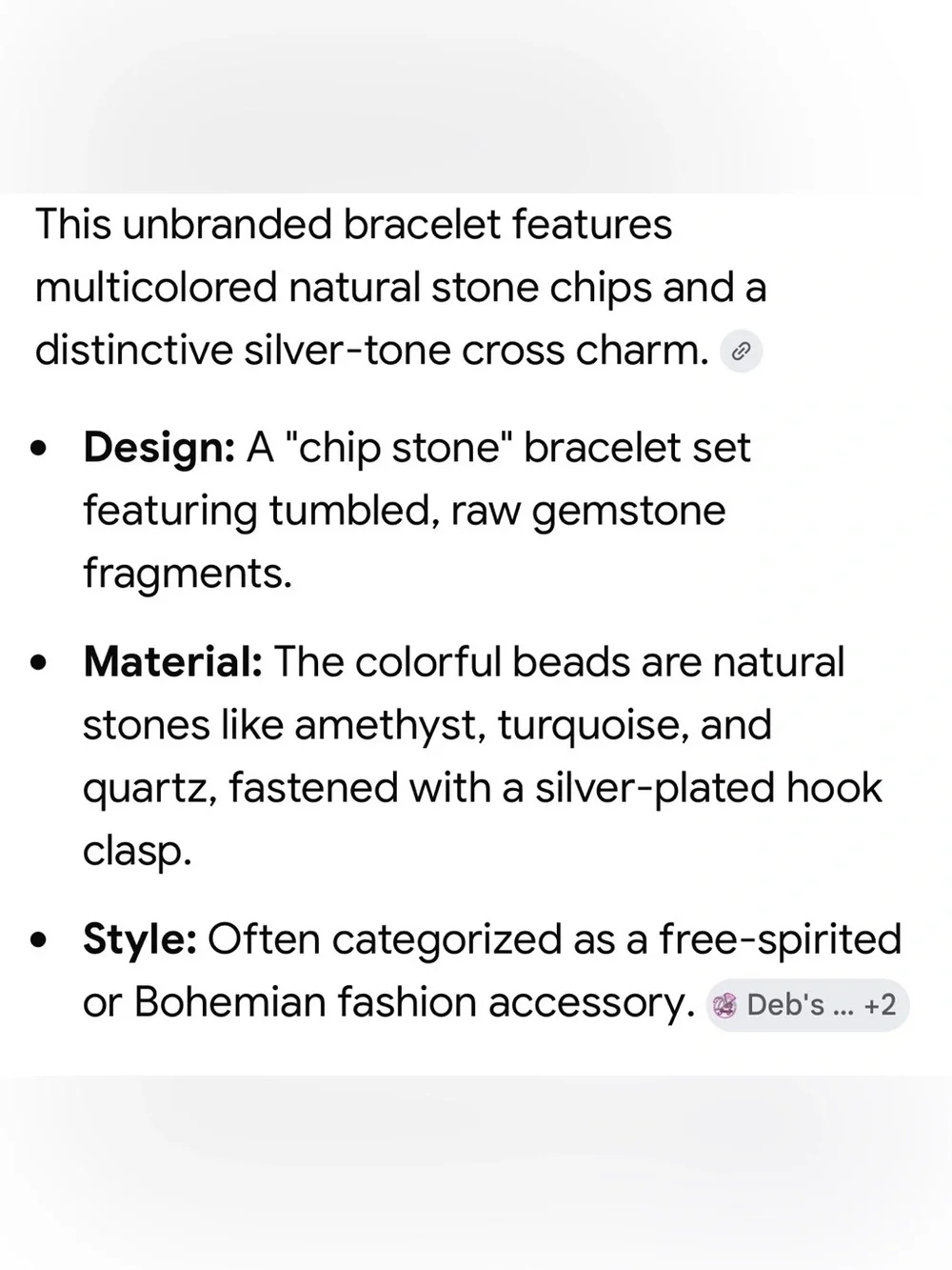 Multicolor Chip Stone Bracelet With Silver Cross Clasp Vintage Boho Chic